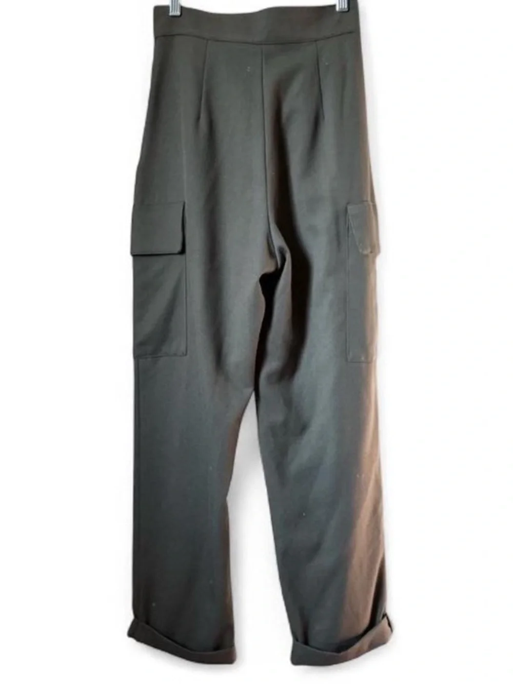 Zara Army Green Cropped Wide Leg Cargo Pant Trousers size XS